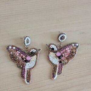 Beaded Hummingbird Earrings Handmade by Alfredo Barraza